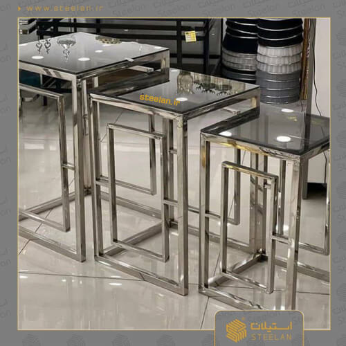 میز عسلی استیل سیلور مدل sm6020