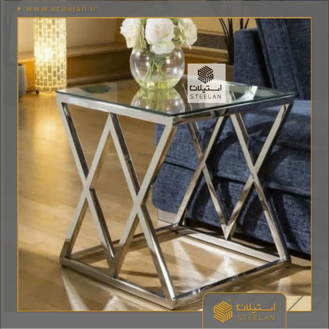 میز عسلی استیل سیلور مدل sa5020