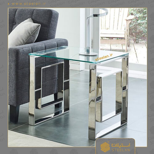 میز عسلی استیل سیلور مدل sm6050 
