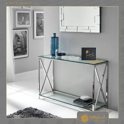 میز کنسول استیل نقره ای مدل sc3080