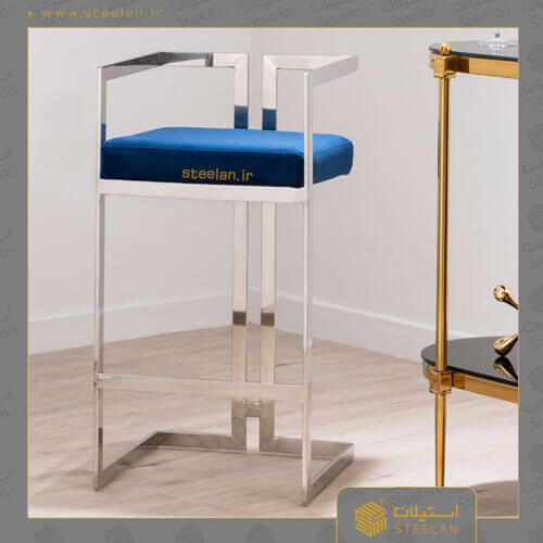 صندلی استیل اپن نقره ای آبی مدل ss8040