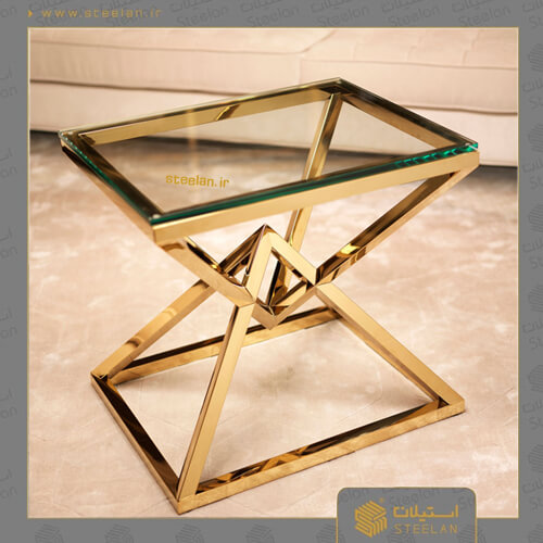 میزعسلی استیل طلاییpvd براق