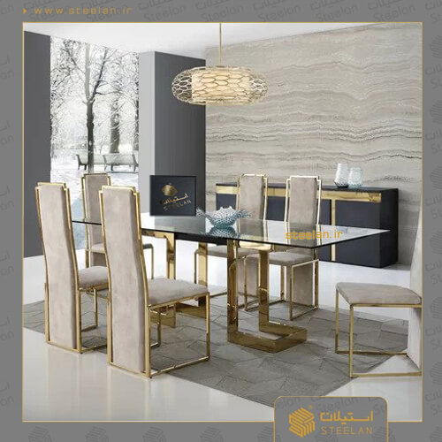 میز ناهار خوری استیل 6 نفره مدل sg7050