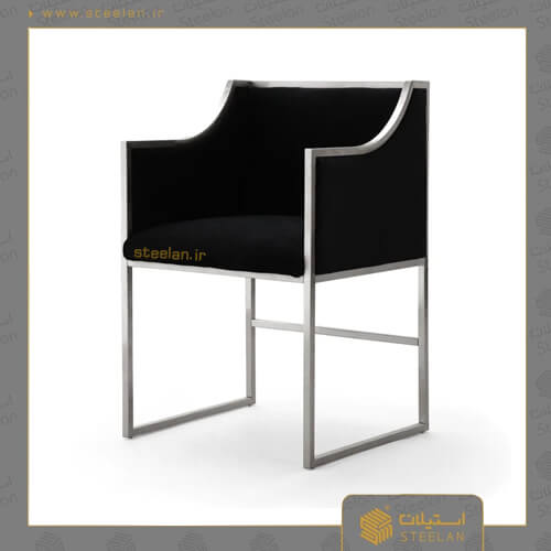 صندلی استیل نقره ای مشکی مدل ss9010
